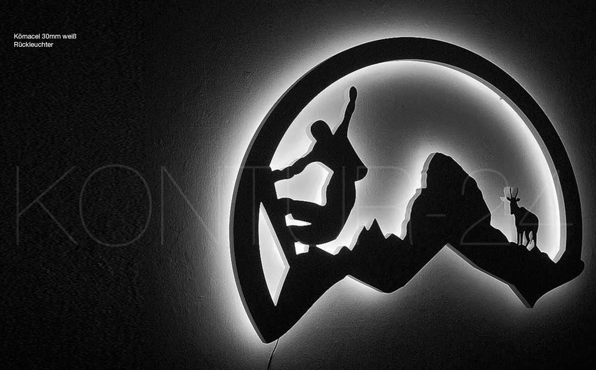 Logo beleuchtet PVC Kömacel 30mm . Rückleuchter